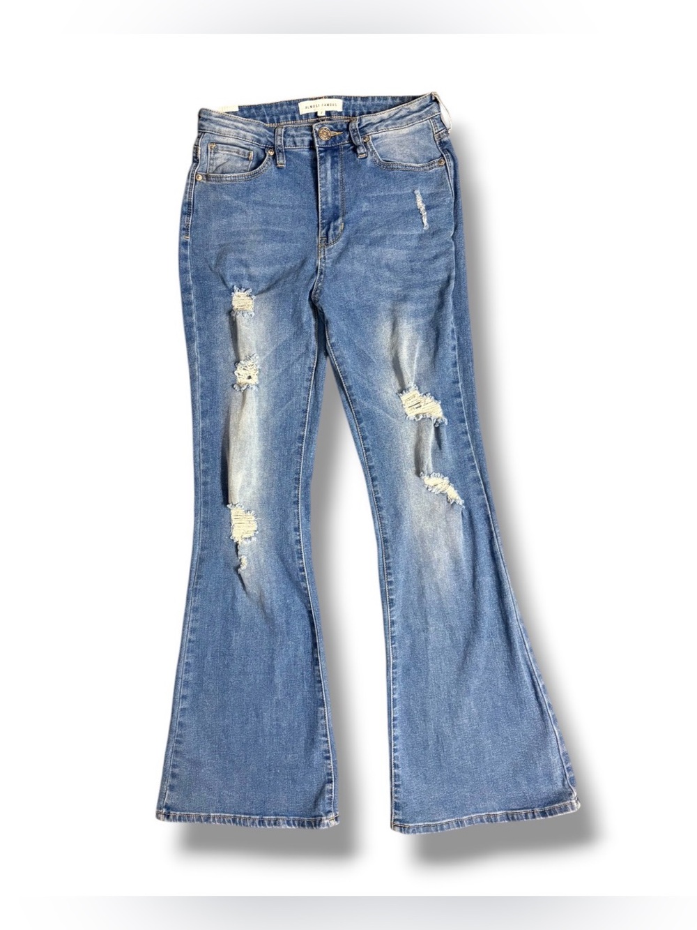 Almost Famous Light Blue Distressed Flare Jeans size 7